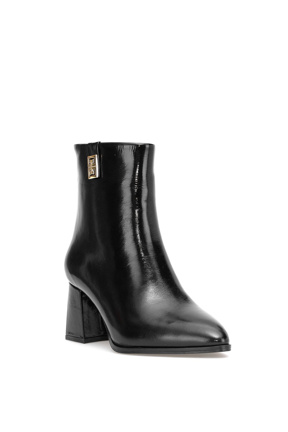 Elit Marivonne Kadın Hakiki Rugan Deri Topuklu Bot Siyah - Görsel 3