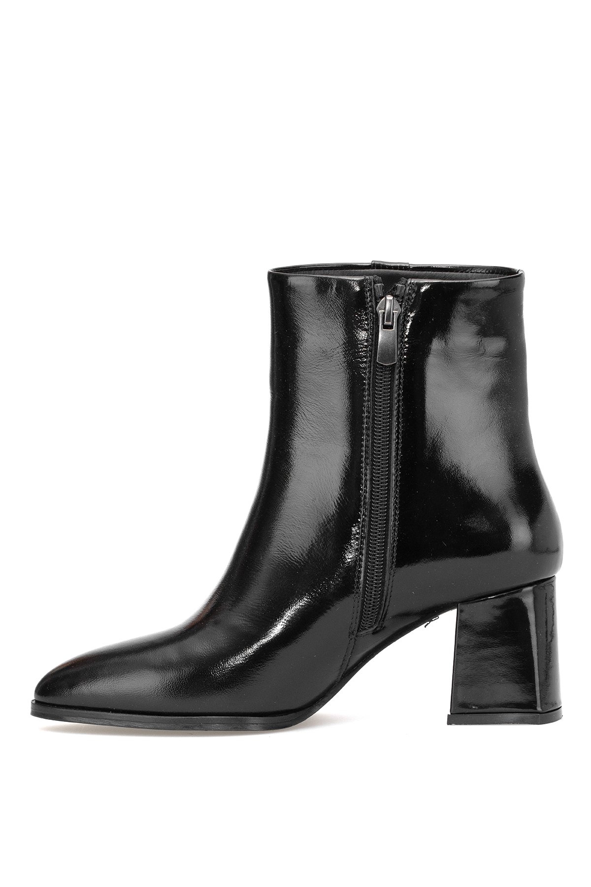Elit Marivonne Kadın Hakiki Rugan Deri Topuklu Bot Siyah - Görsel 4