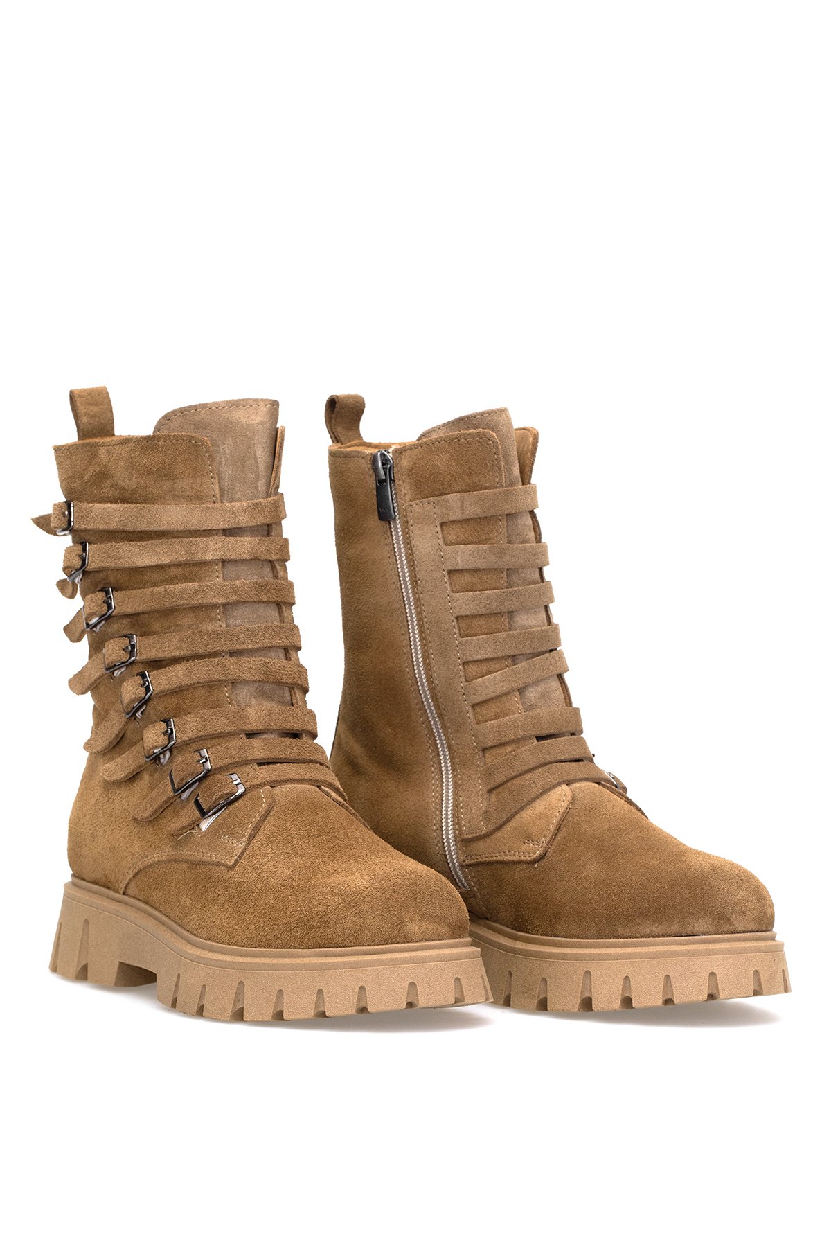 Elit Valindra Kadın Hakiki Süet Deri Klasik Bot Camel - Görsel 5