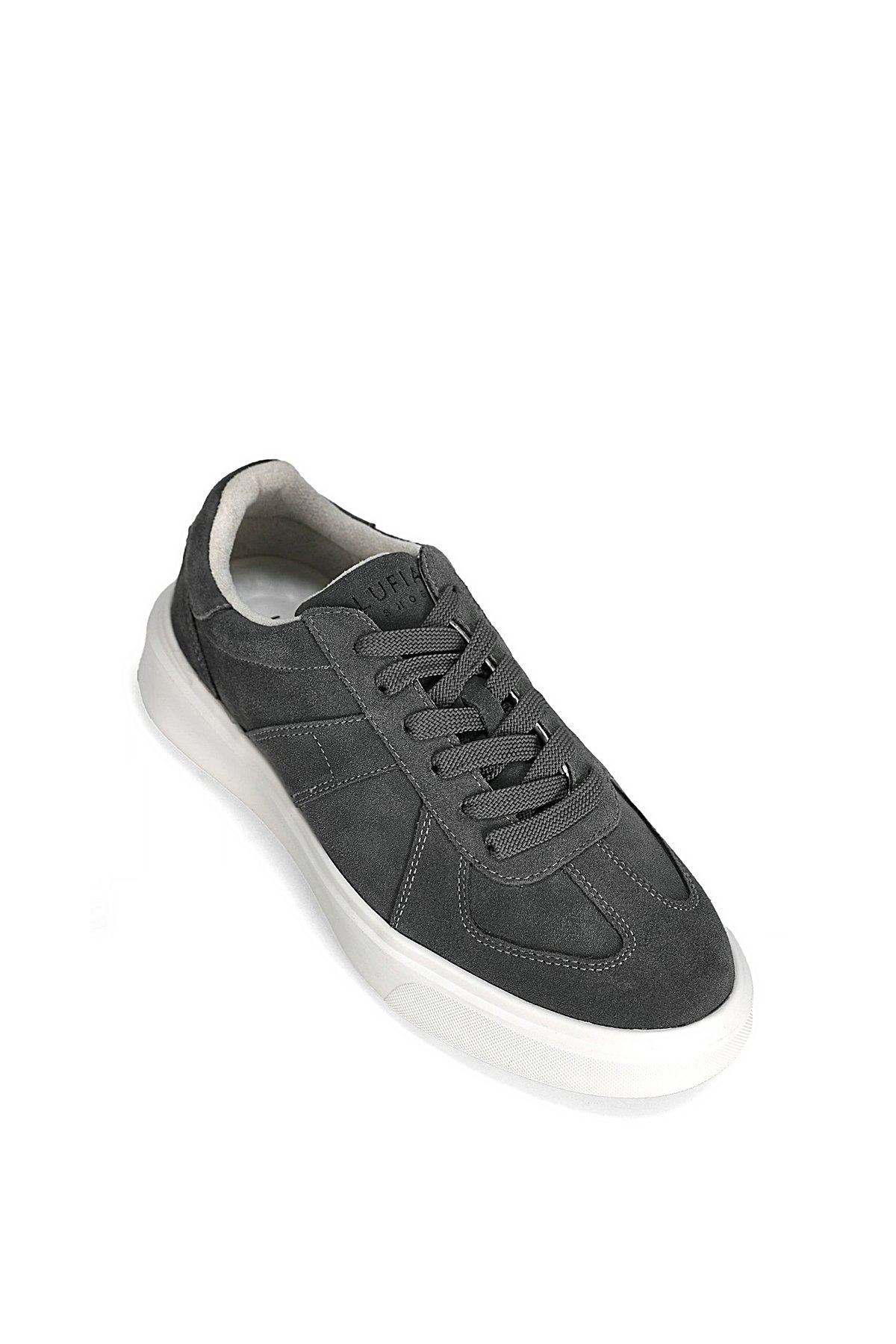 112230226 Jaques 25K Erkek Hakiki Deri Klasik Sneaker Gri Koyu - Görsel 3