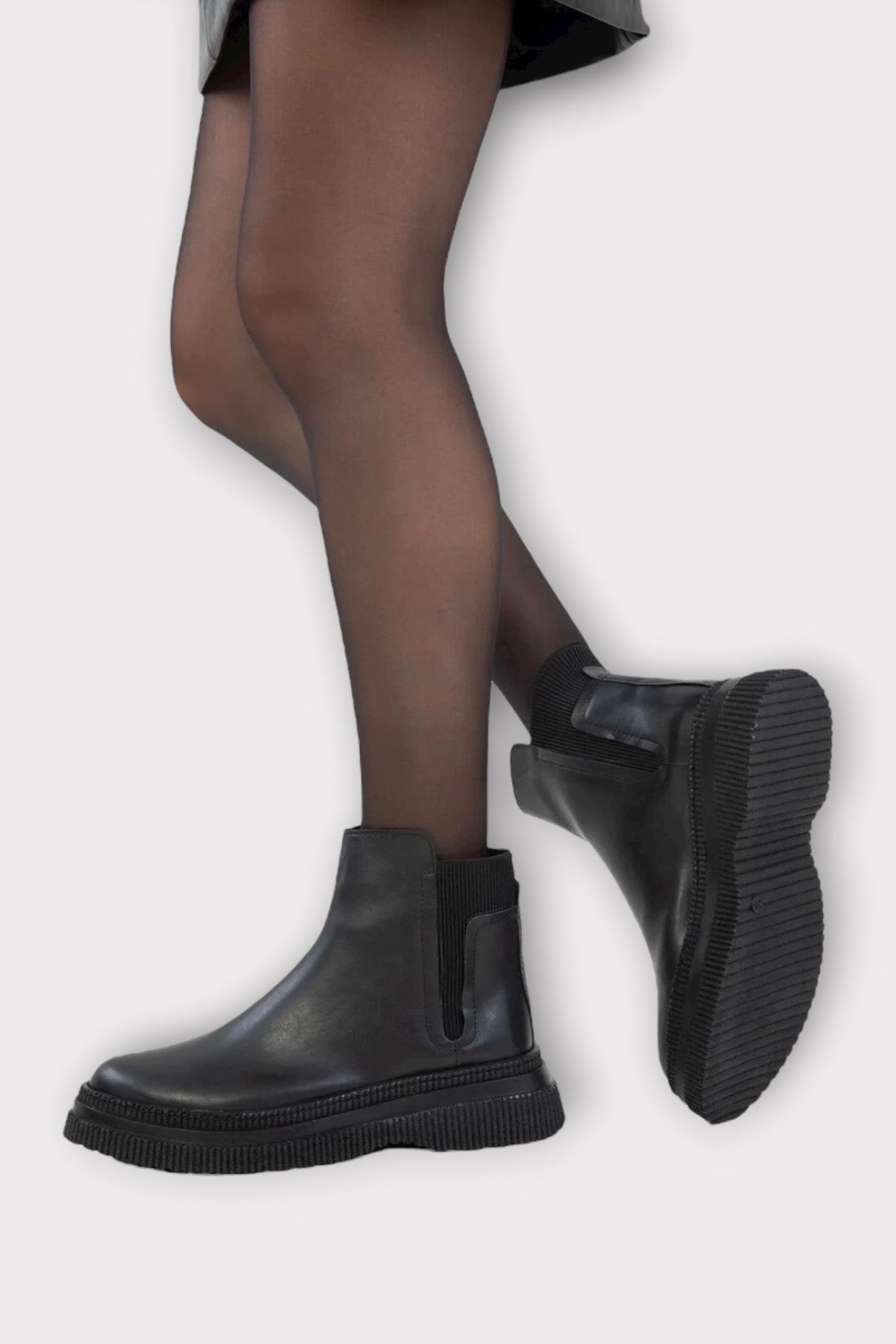 Yandan Lastikli Günlük Kadın Süet Bot SİYAH - SİYAH - Görsel 3