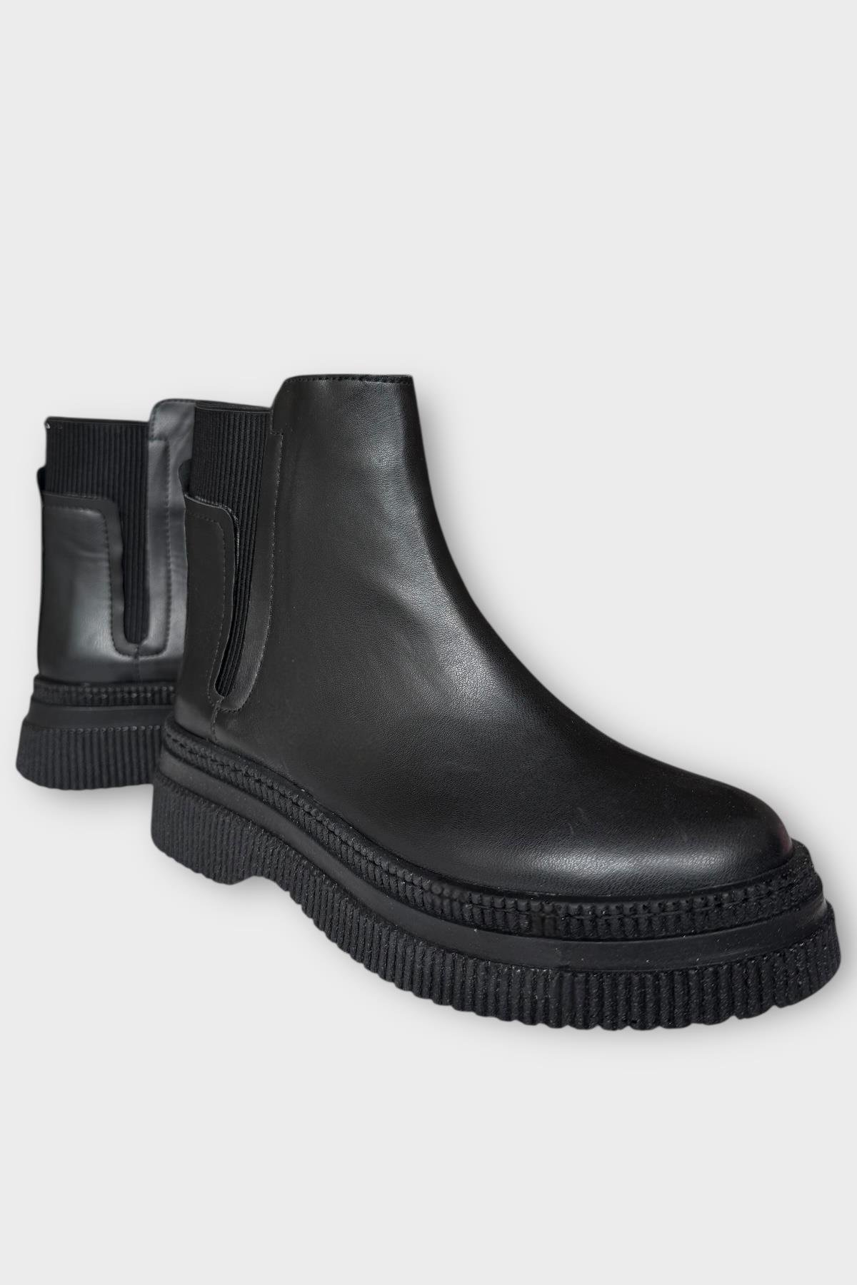 Yandan Lastikli Günlük Kadın Süet Bot SİYAH - SİYAH - Görsel 5