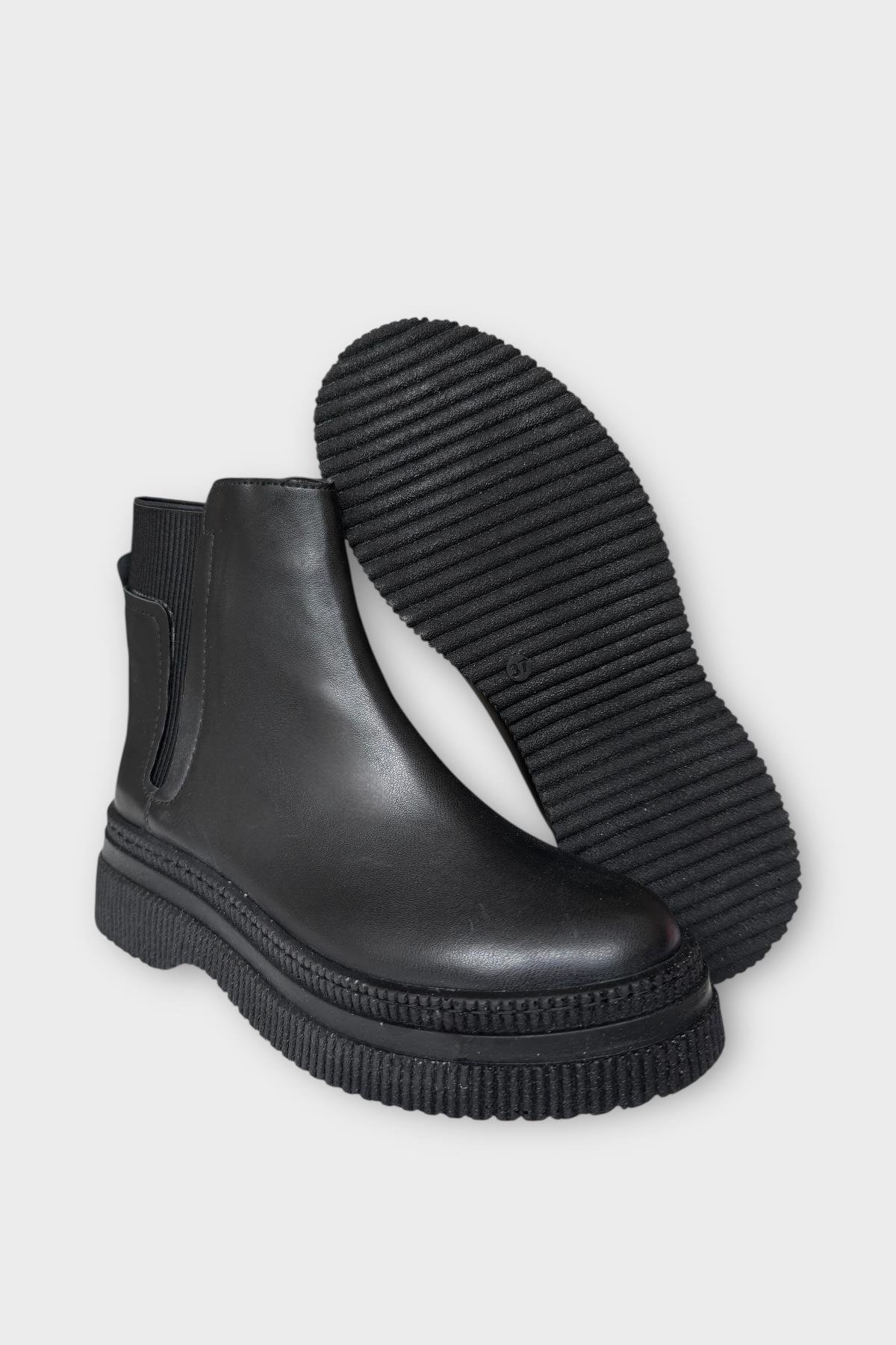 Yandan Lastikli Günlük Kadın Süet Bot SİYAH - SİYAH - Görsel 8