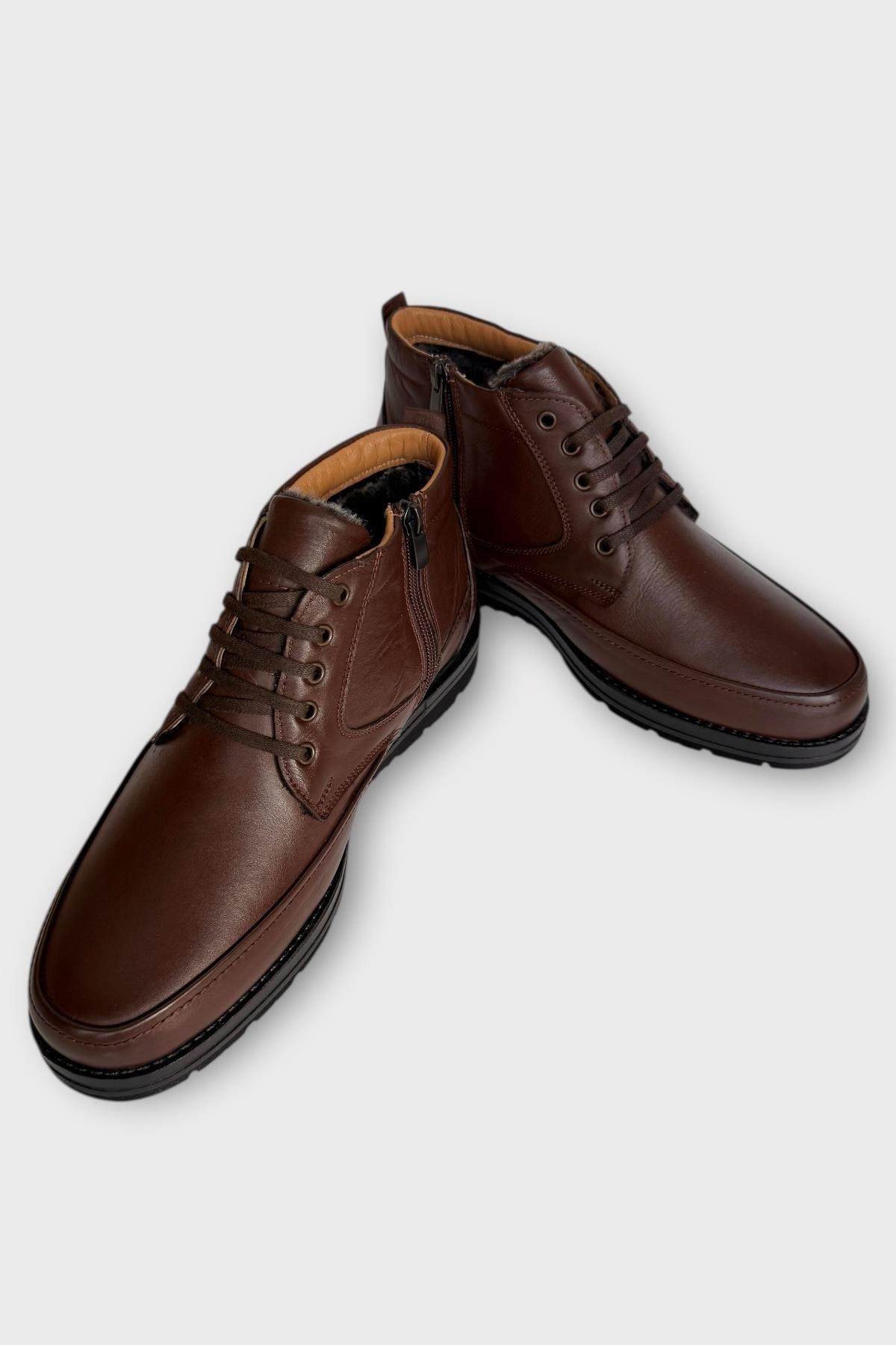 Liger Liger Erkek Hakiki Deri İçi Kürklü Fermuarlı Bot KAHVERENGİ Flo'da! Kahverengi - 5. görsel