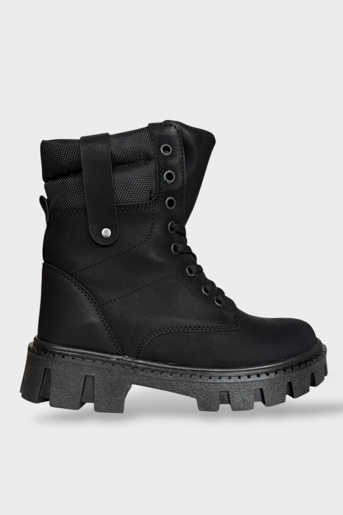 Kadın Fermuarlı Kalın Taban Bot SİYAH - Görsel 2