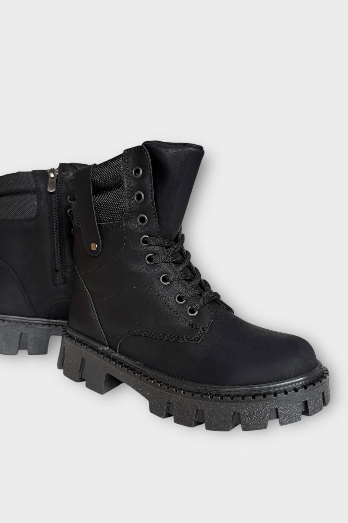 Kadın Fermuarlı Kalın Taban Bot SİYAH - Görsel 3
