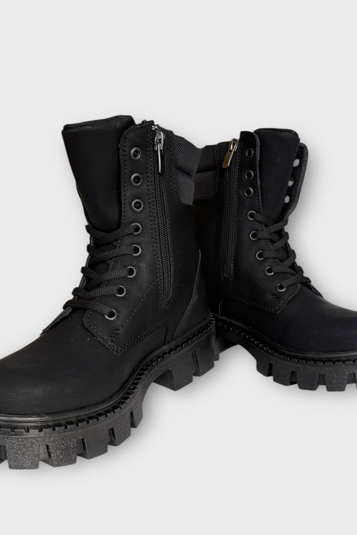 Kadın Fermuarlı Kalın Taban Bot SİYAH - Görsel 4