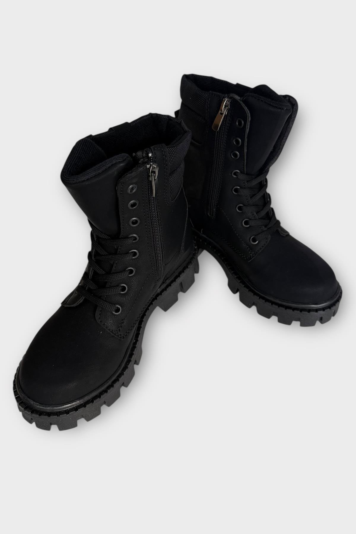 Kadın Fermuarlı Kalın Taban Bot SİYAH - Görsel 5