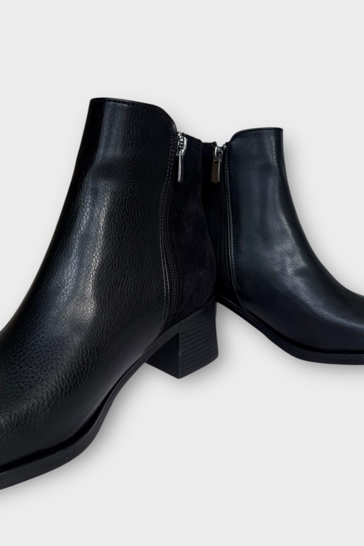 Taş Detaylı Kalın Topuklu Kadın Bot SİYAH - Görsel 4