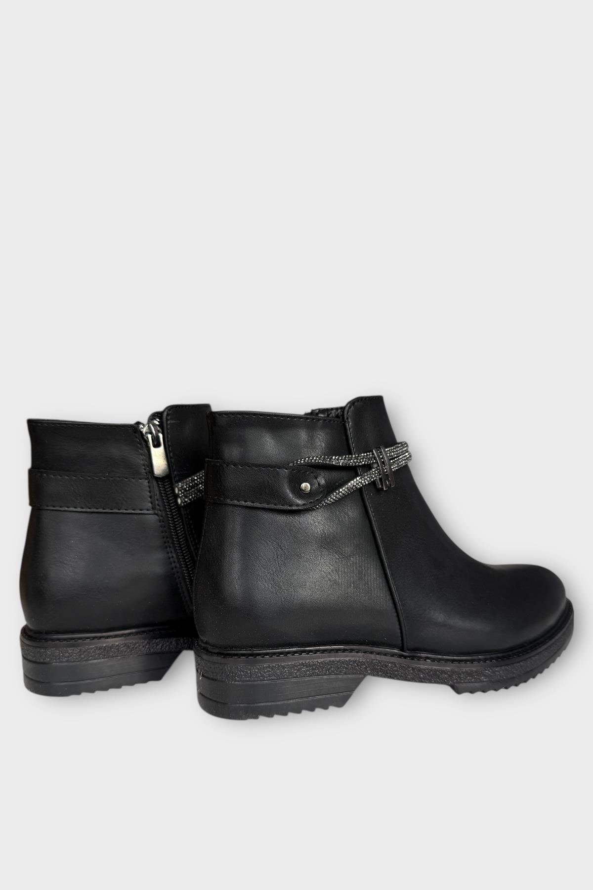 Kadın Tarz Toka Detaylı Günlük Klasik Bot SİYAH - GÜMÜŞ - Görsel 5