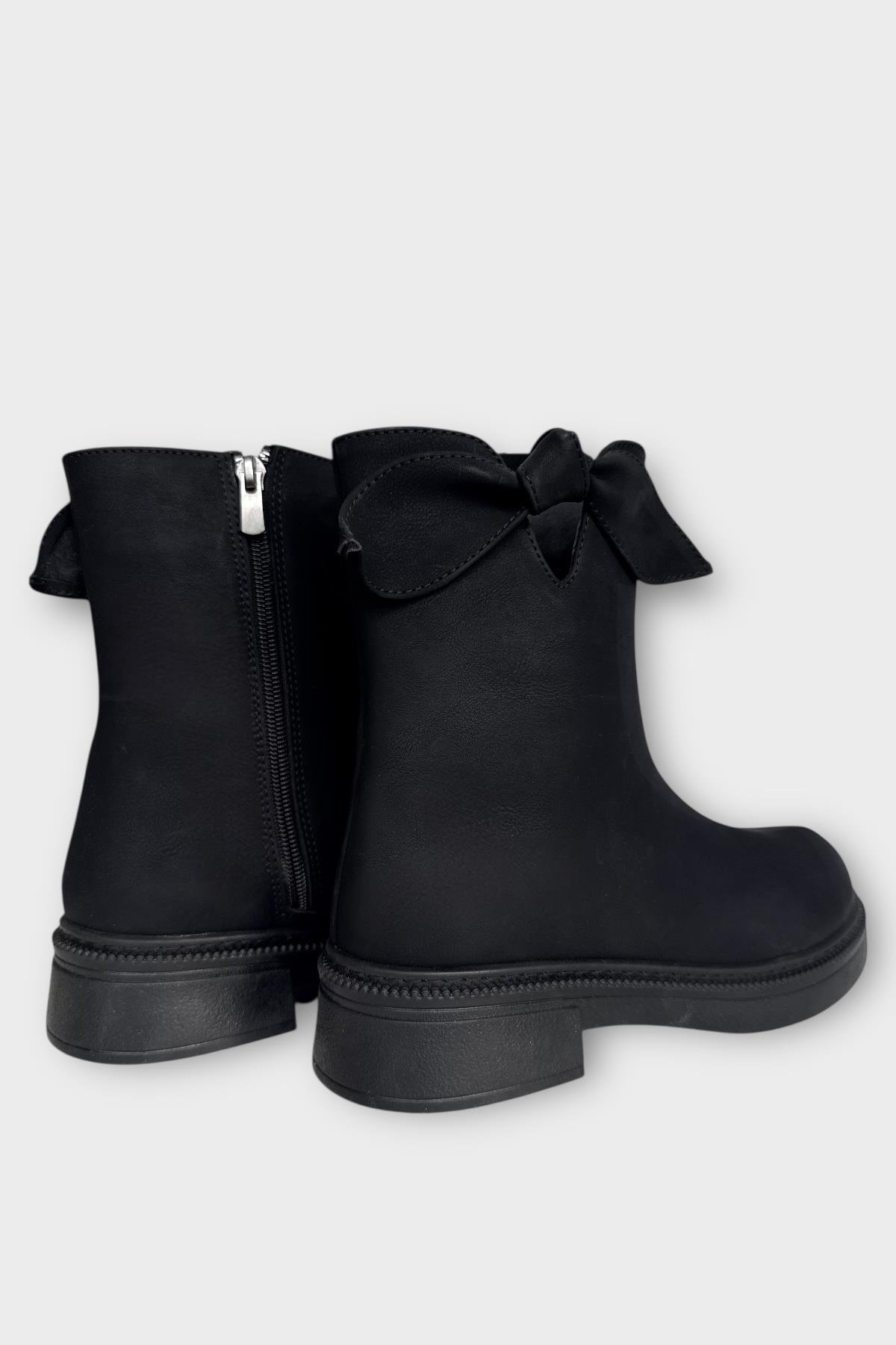 Süet Fiyonk Detaylı Fermuarlı Kadın Bot SİYAH - Görsel 5