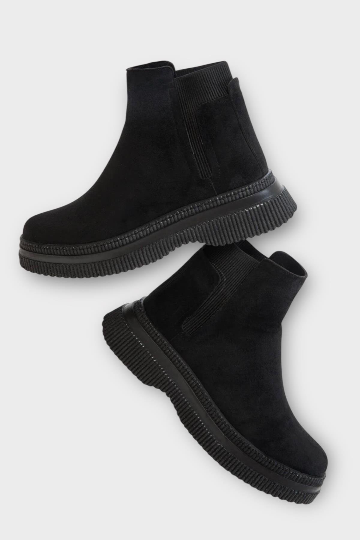 Yandan Lastikli Günlük Kadın Süet Bot SİYAH - Görsel 6