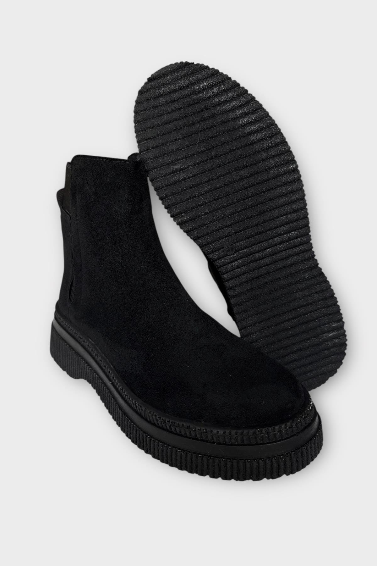 Yandan Lastikli Günlük Kadın Süet Bot SİYAH - Görsel 10