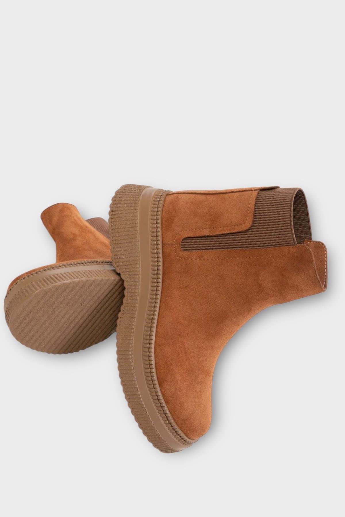Yandan Lastikli Günlük Kadın Süet Bot TABA - Görsel 7
