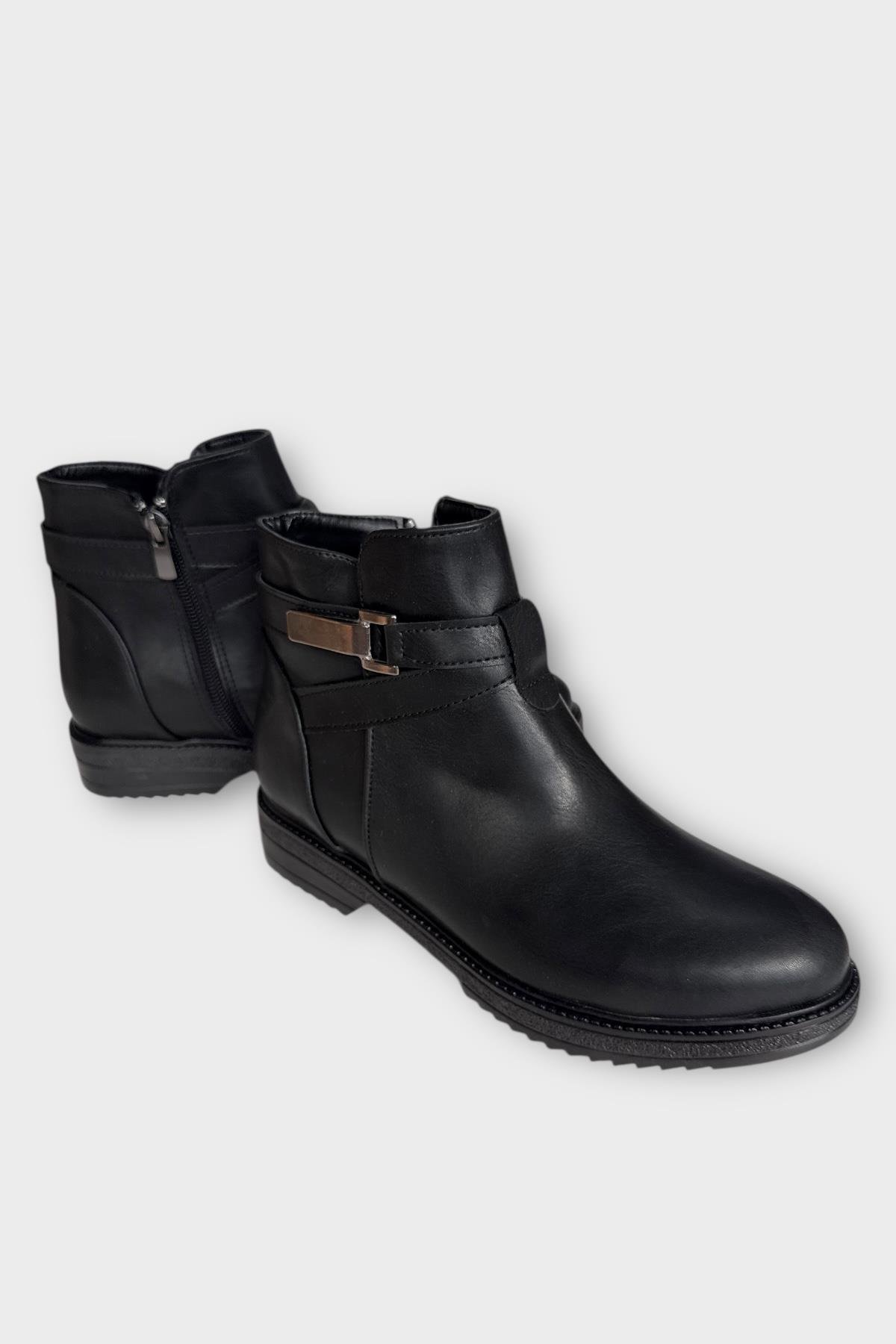 Kadın Tarz Toka Detaylı Günlük Klasik Bot SİYAH - Görsel 4