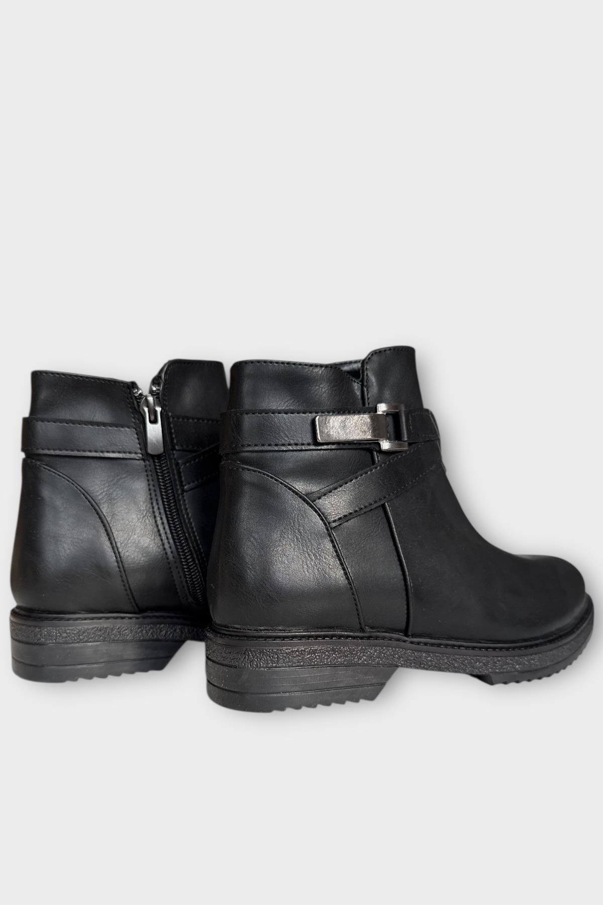 Kadın Tarz Toka Detaylı Günlük Klasik Bot SİYAH - Görsel 7