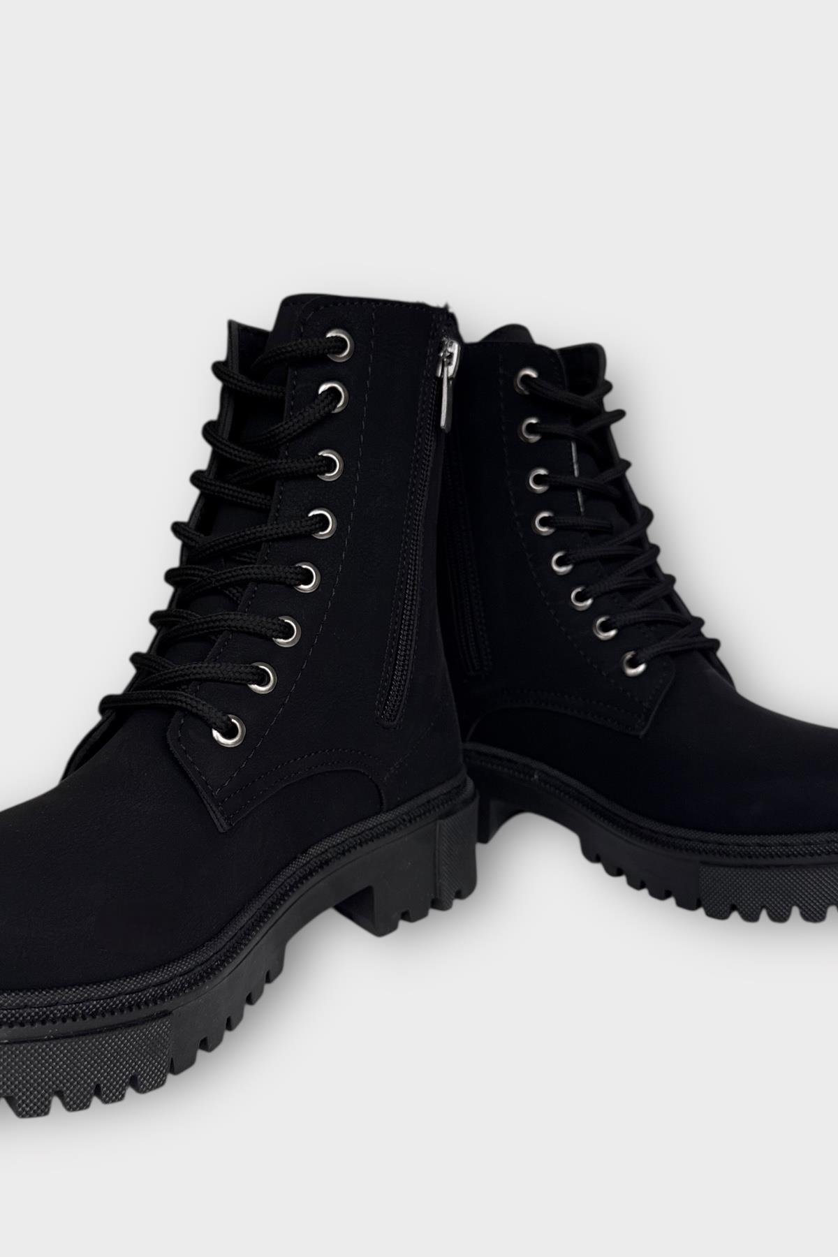 Kışlık Yandan Fermuarlı Uzun Kadın Bot SİYAH - FÜME - Görsel 4