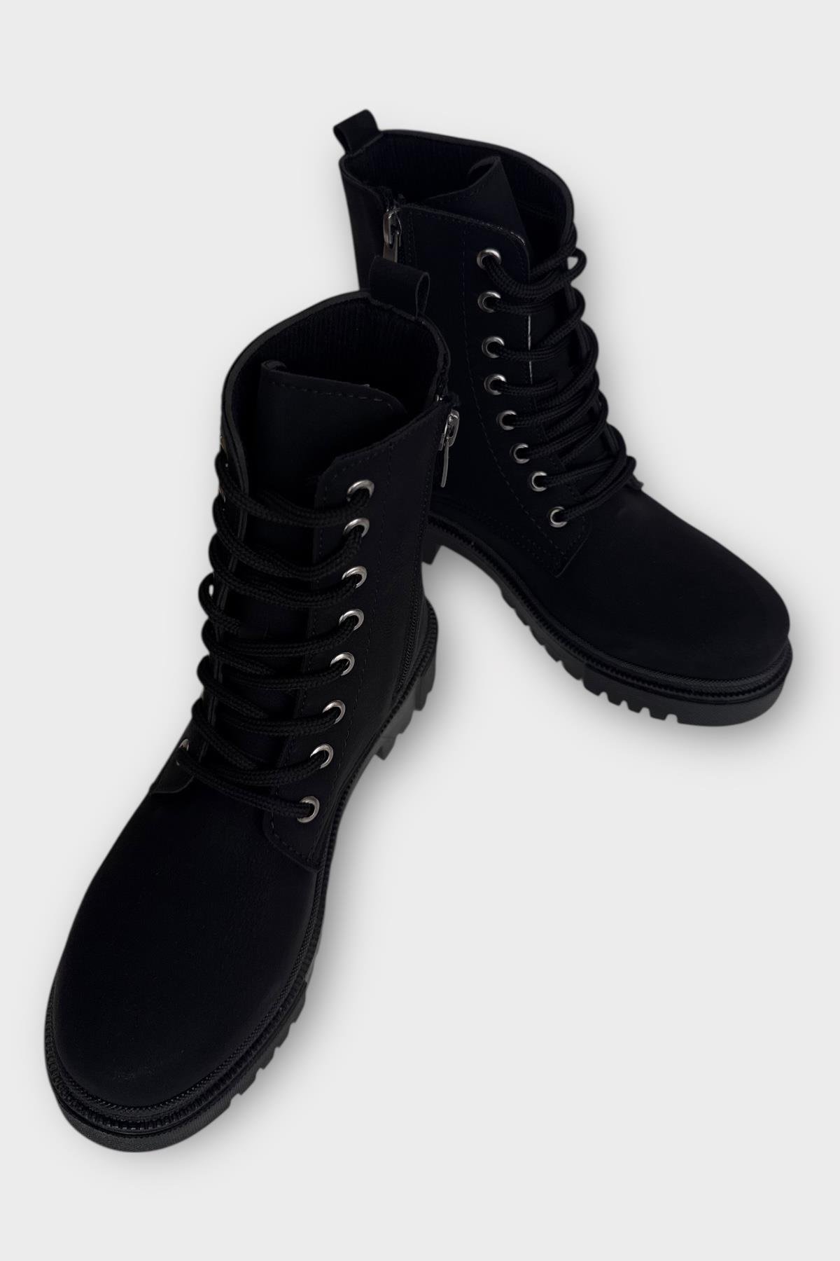 Kışlık Yandan Fermuarlı Uzun Kadın Bot SİYAH - FÜME - Görsel 5