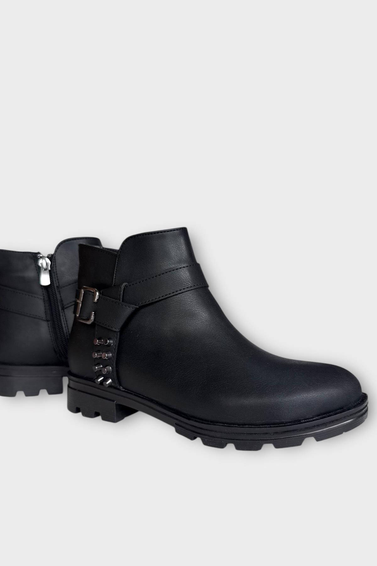 Kadın Tarz Toka Detaylı Günlük Klasik Bot SİYAH - SİYAH - Görsel 3