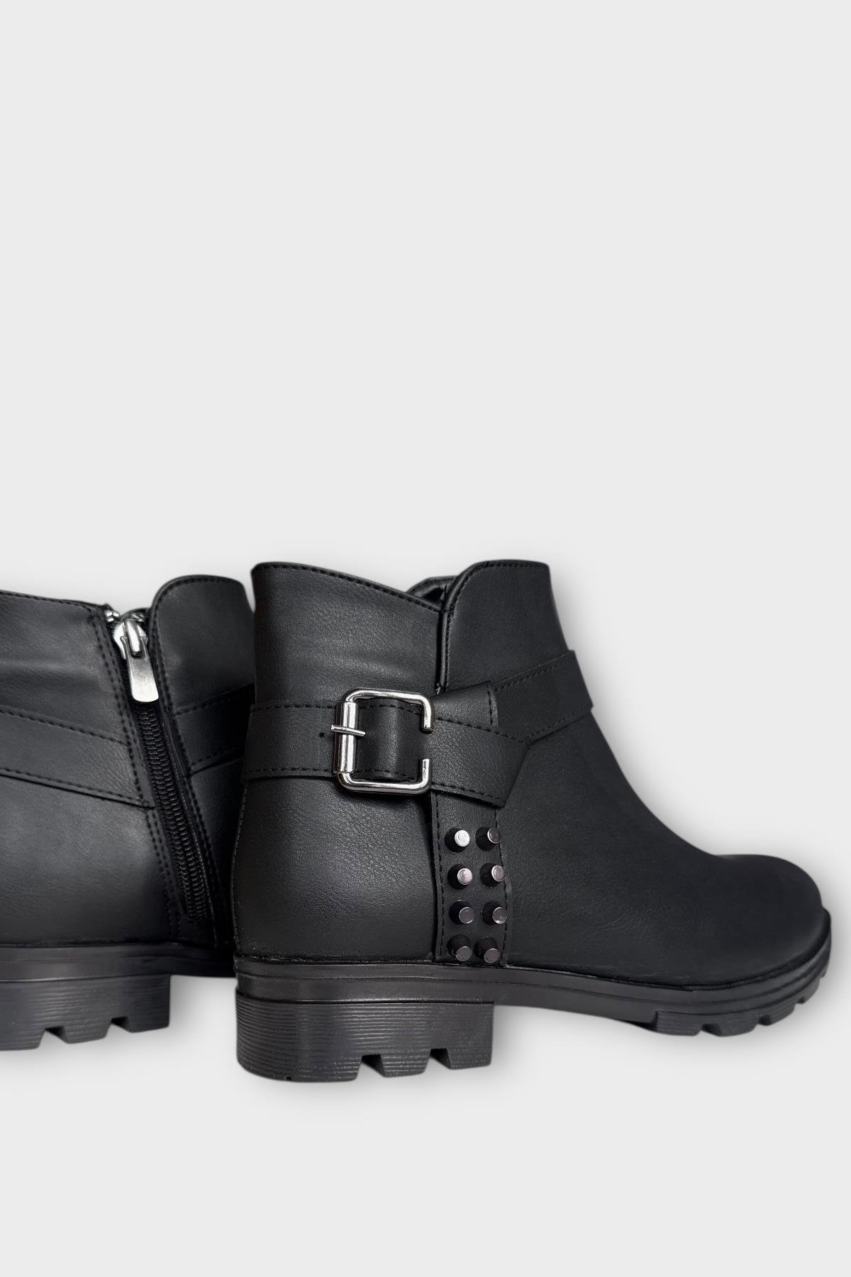 Kadın Tarz Toka Detaylı Günlük Klasik Bot SİYAH - SİYAH - Görsel 6