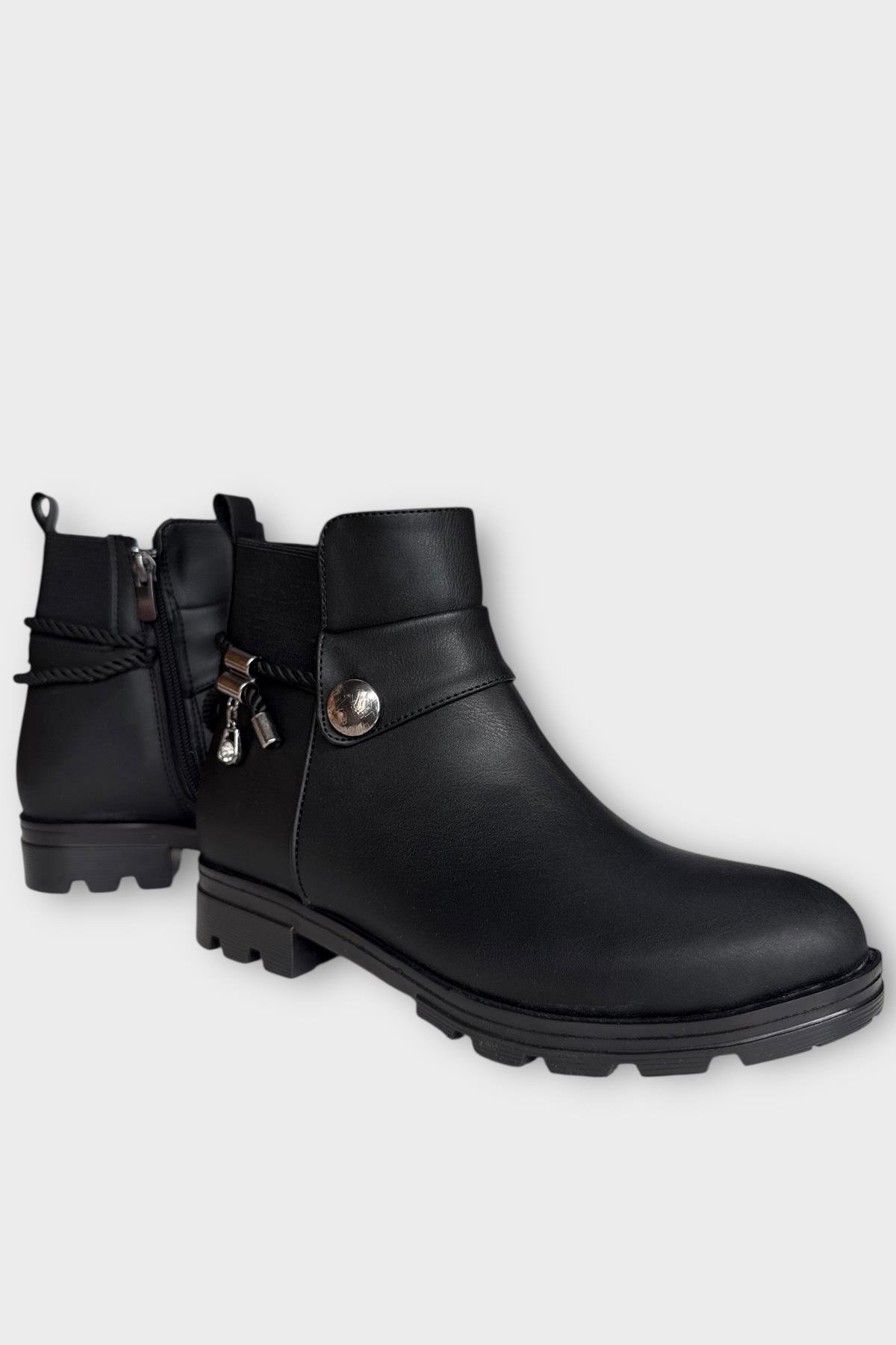 Kadın Fermuarlı Tarz Klasik Bot SİYAH - Görsel 3