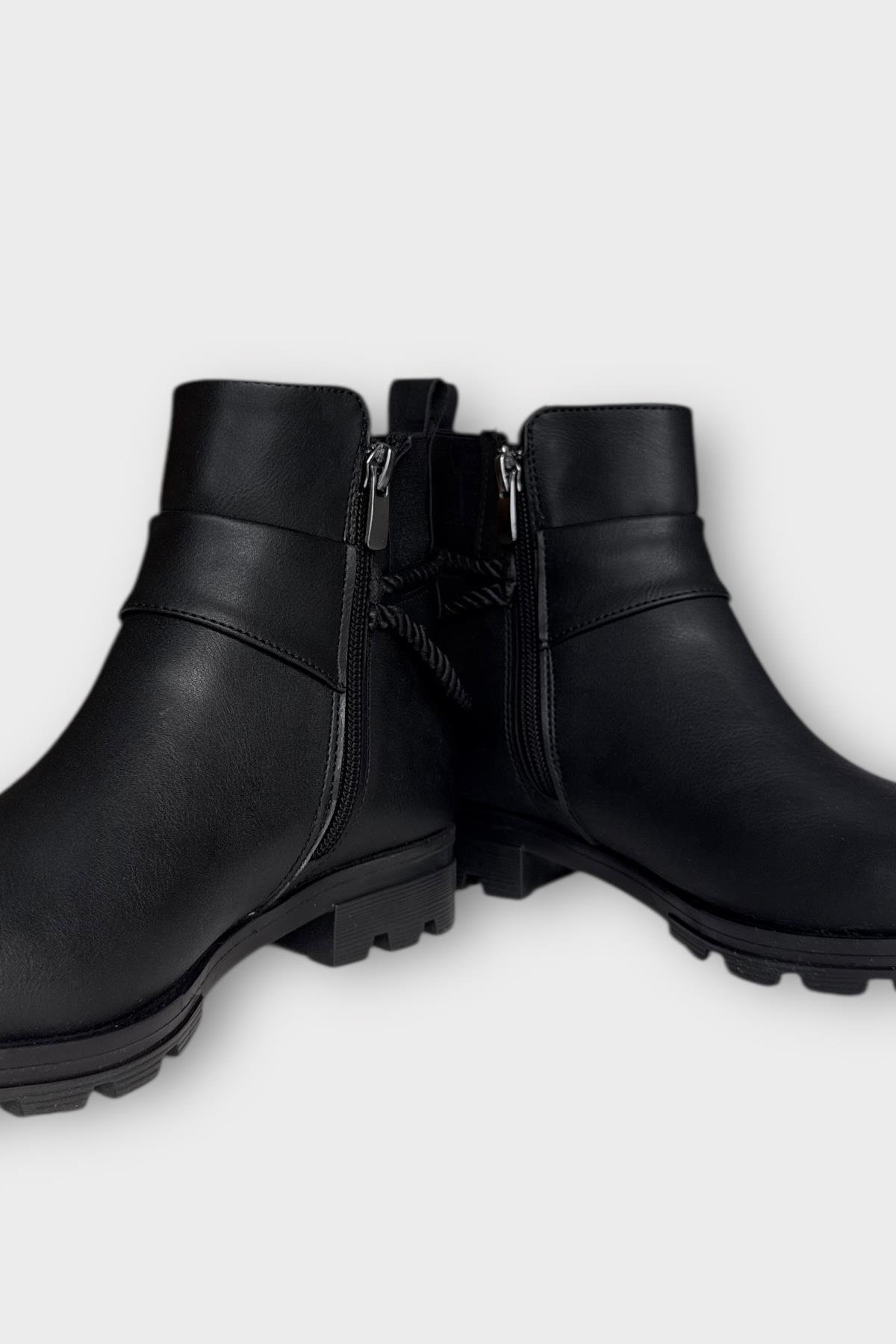 Kadın Fermuarlı Tarz Klasik Bot SİYAH - Görsel 4