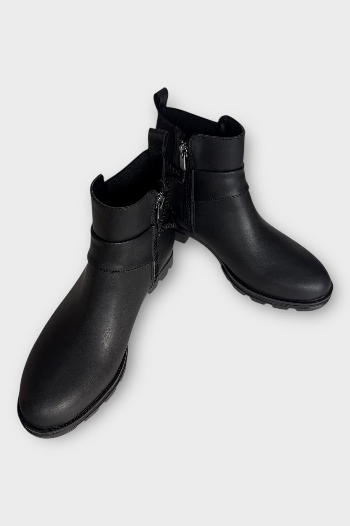Kadın Fermuarlı Tarz Klasik Bot SİYAH - Görsel 5