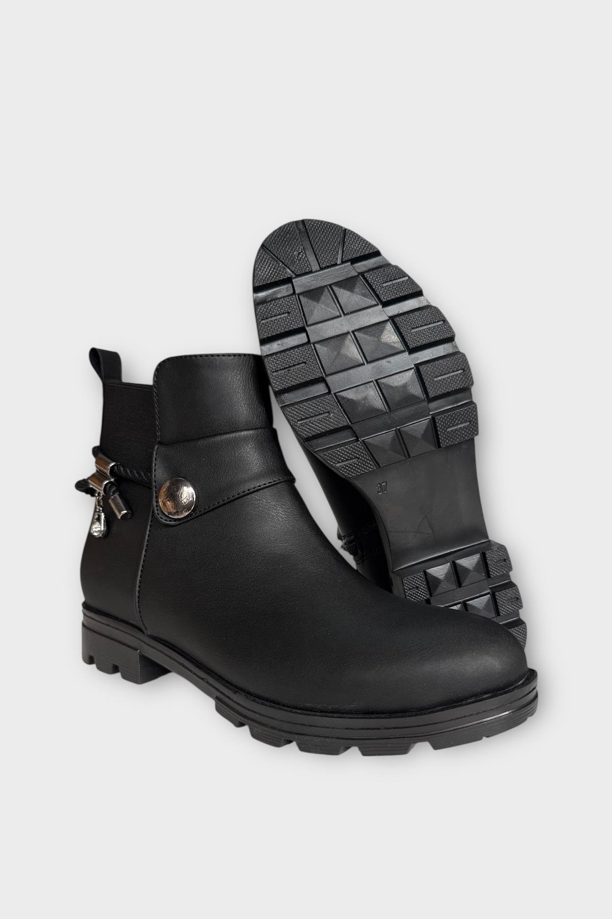 Kadın Fermuarlı Tarz Klasik Bot SİYAH - Görsel 7