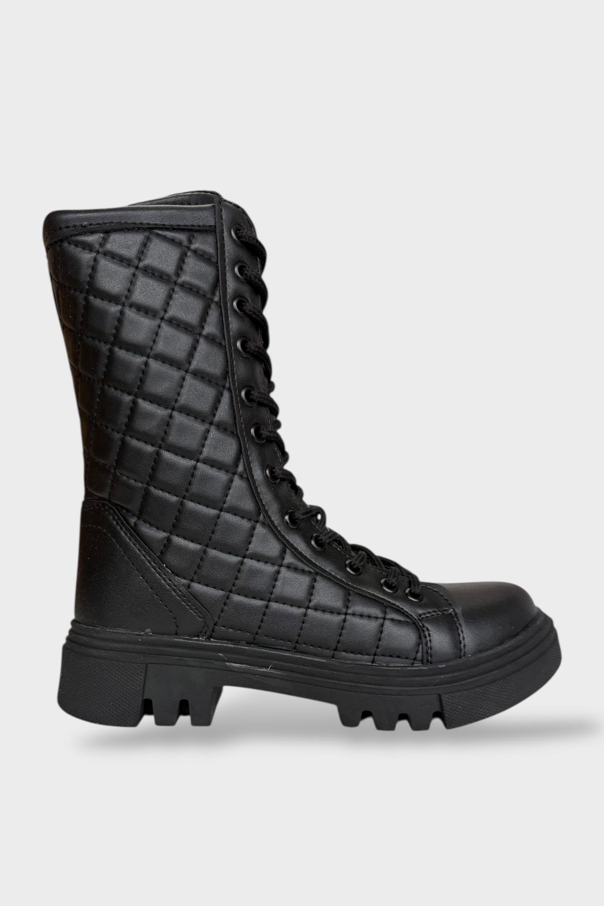 Kışlık Yandan Fermuarlı Uzun Kadın Bot SİYAH - Görsel 2