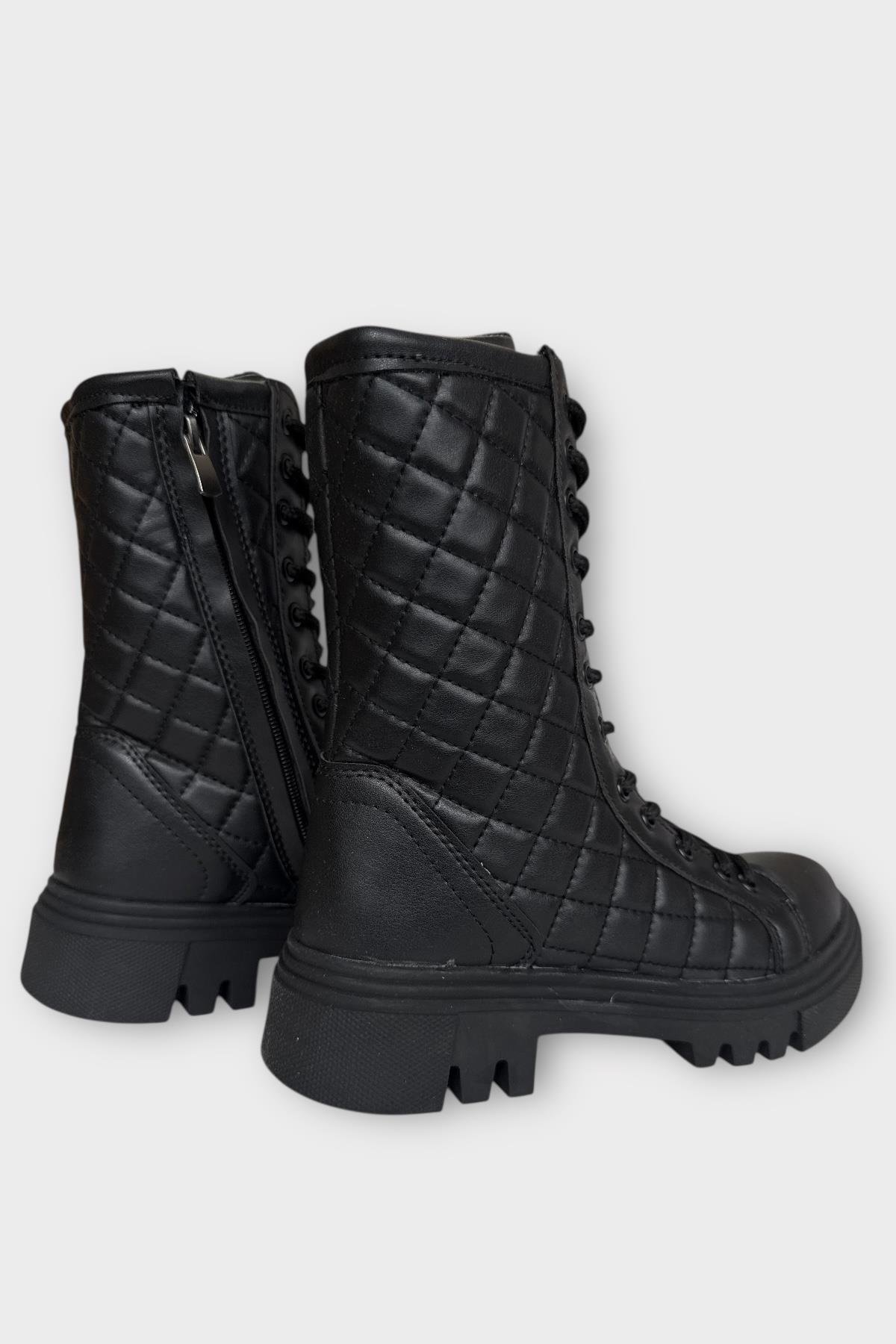 Kışlık Yandan Fermuarlı Uzun Kadın Bot SİYAH - Görsel 6