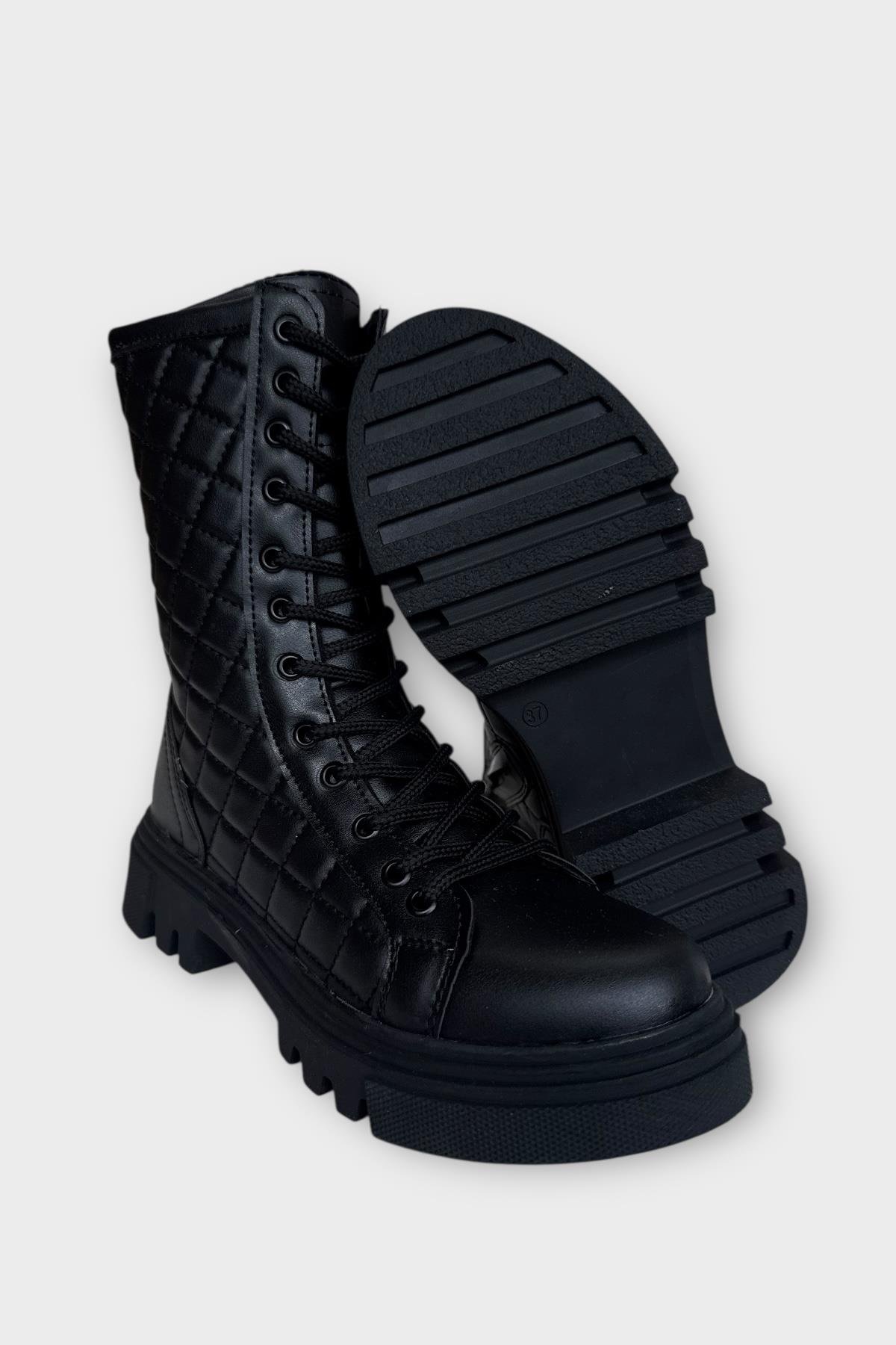 Kışlık Yandan Fermuarlı Uzun Kadın Bot SİYAH - Görsel 7