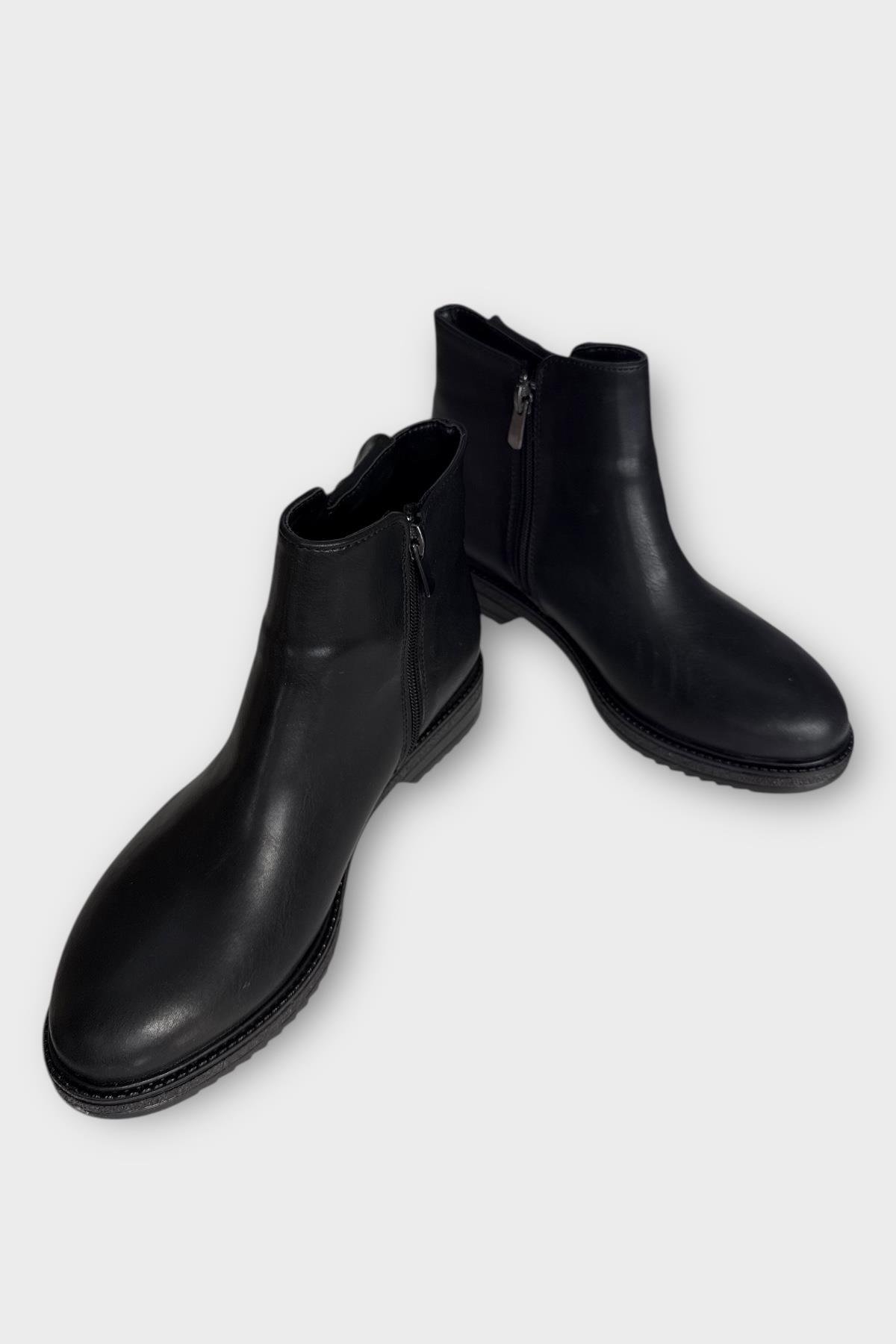 Kadın Fermuarlı Tarz Klasik Bot SİYAH - GÜMÜŞ - Görsel 5