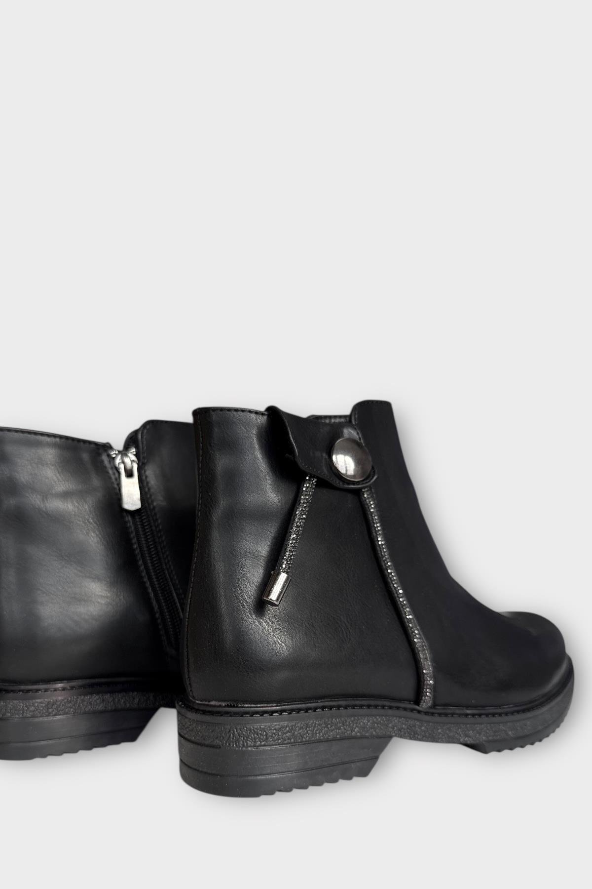 Kadın Fermuarlı Tarz Klasik Bot SİYAH - GÜMÜŞ - Görsel 6