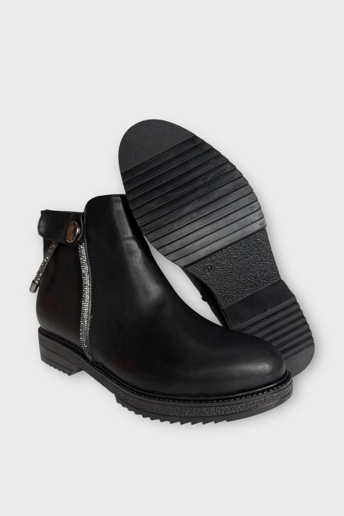 Kadın Fermuarlı Tarz Klasik Bot SİYAH - GÜMÜŞ - Görsel 7