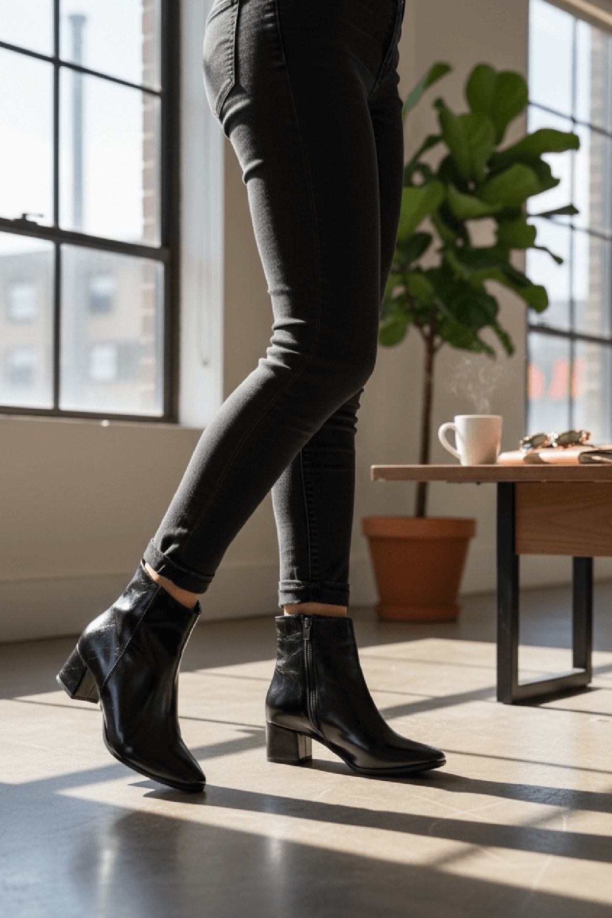 Fiamma Siyah Kırışık Rugan ( 5 Cm Topuklu ) Günlük Kullanım Kadın Botu - Görsel 4