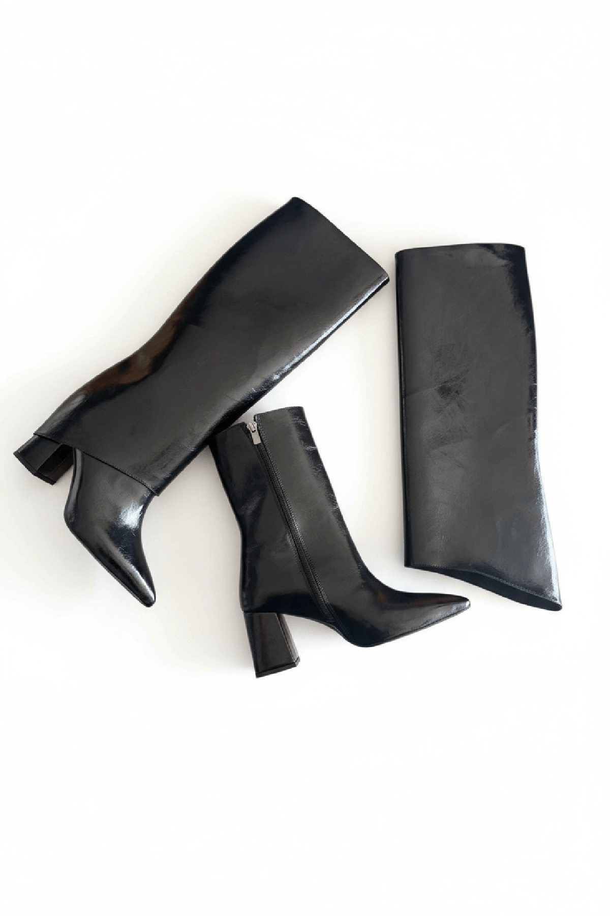 Strada Siyah Rugan Tak-Çıkar Konçlu (8 cm Topuk Boyu ) Günlük Kullanım Bot Ve Çizme - Görsel 3