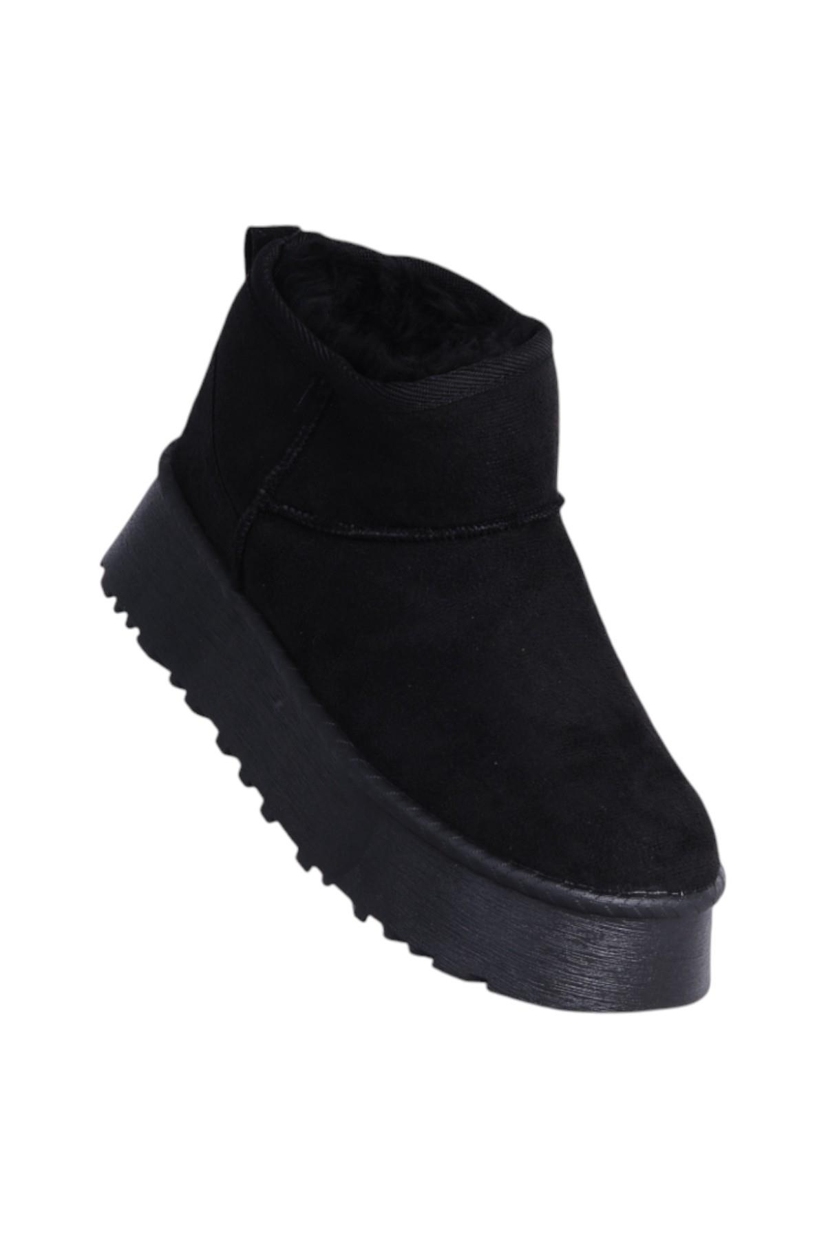 Skuaıter Tinsa Siyah Kadın İçi Kürklü Düz Bot - Görsel 3
