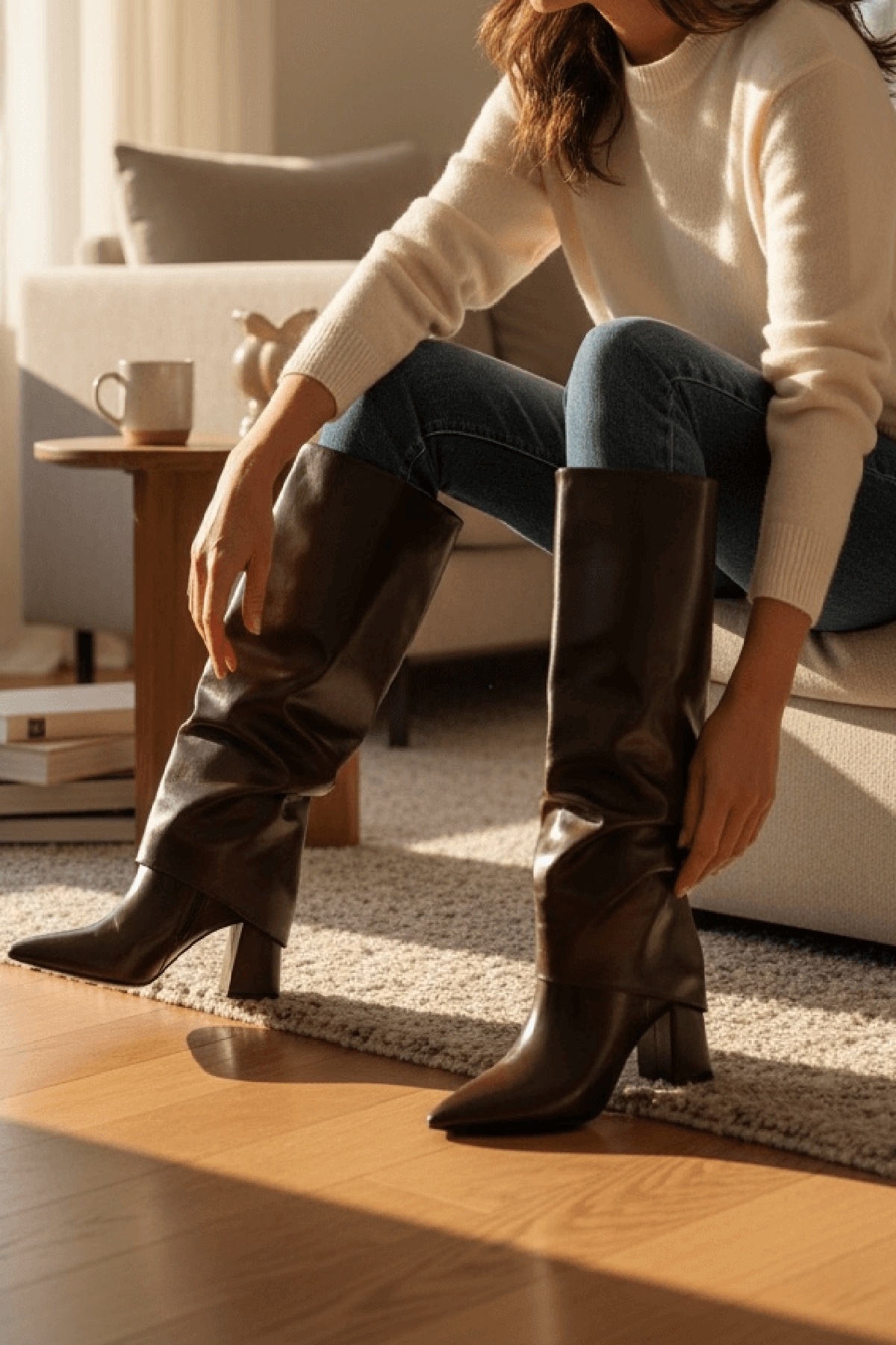 Strada Kahverengi Rugan Tak-Çıkar Konçlu (8 cm Topuk Boyu ) Günlük Kullanım Bot Ve Çizme - Görsel 2