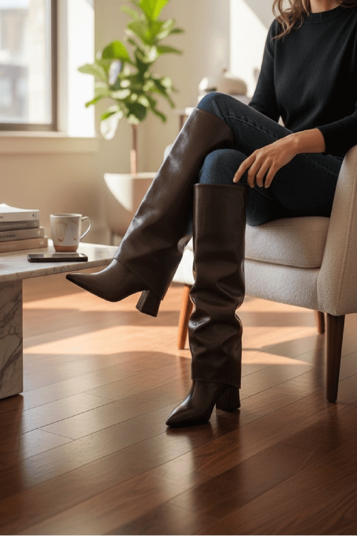 Strada Kahverengi Rugan Tak-Çıkar Konçlu (8 cm Topuk Boyu ) Günlük Kullanım Bot Ve Çizme - Görsel 7