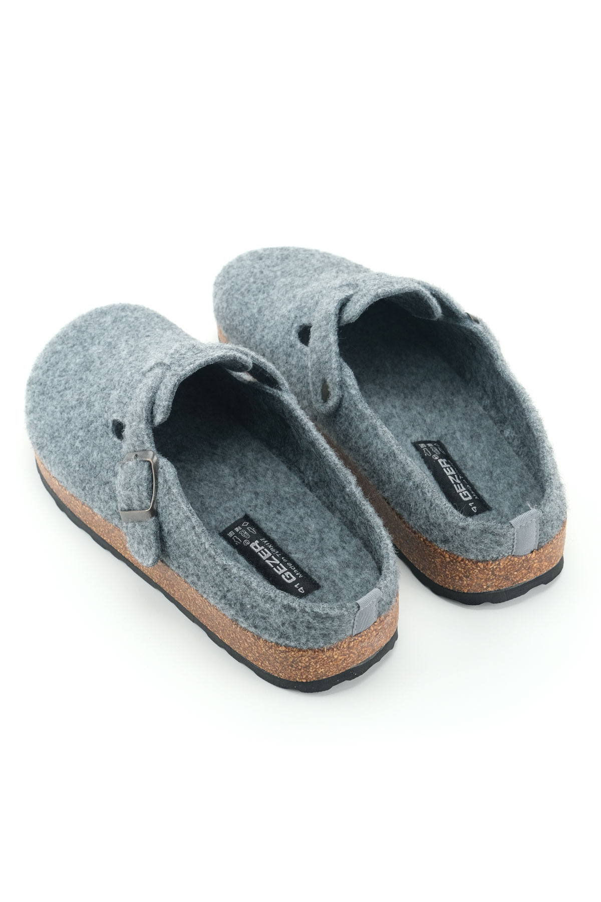 Erkek Kışlık Keçe Mantar Taban Tek Toka Ayarlanabilir Rahat Taban Ev Bahçe Terlik - Görsel 5