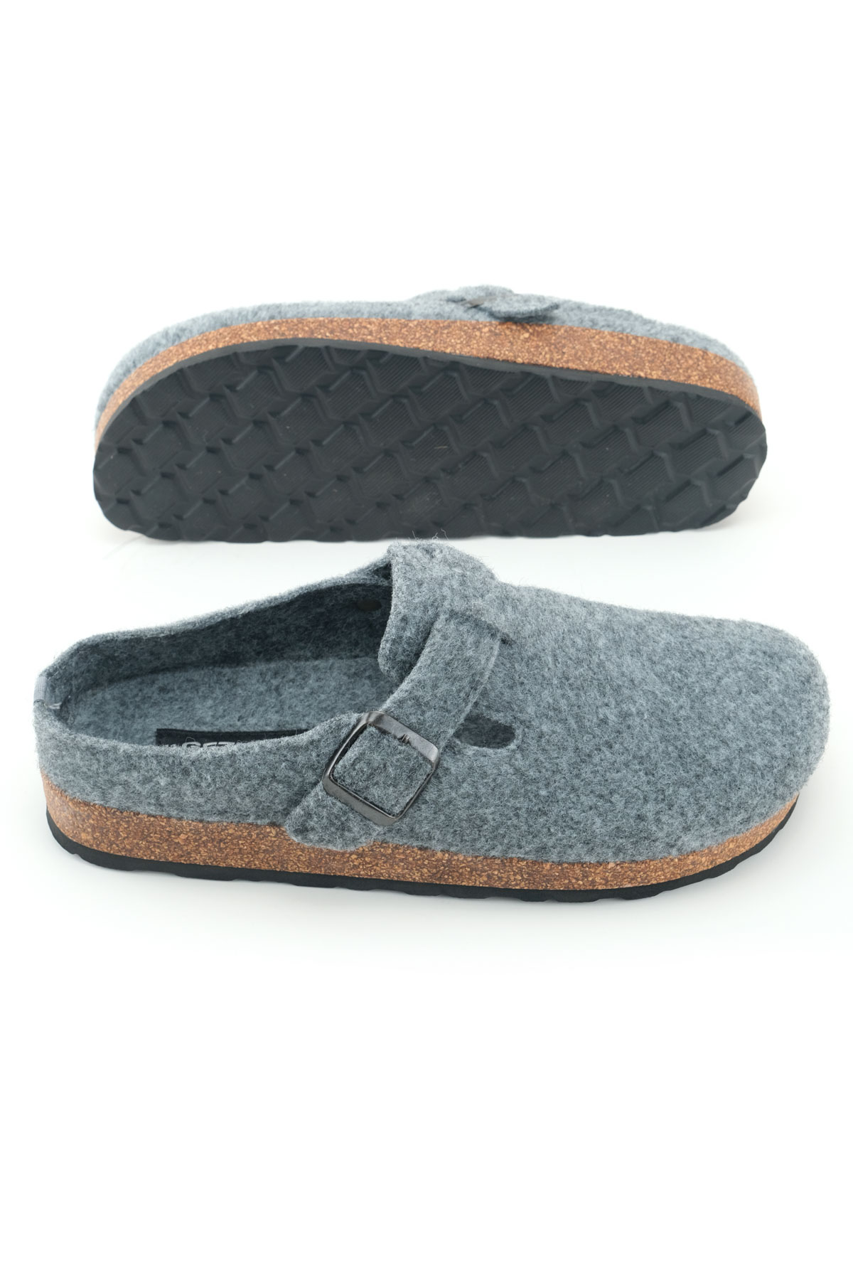 Erkek Kışlık Keçe Mantar Taban Tek Toka Ayarlanabilir Rahat Taban Ev Bahçe Terlik - Görsel 6