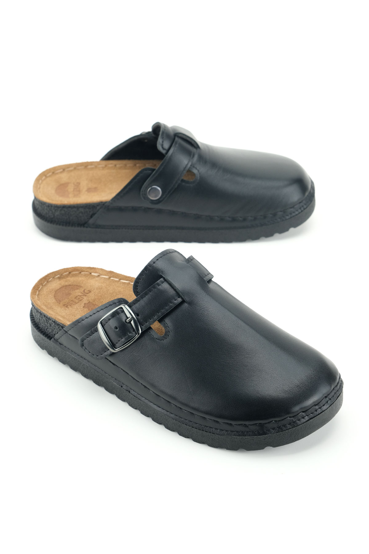 Kadın Kışlık İç Dış Hakiki Deri Rahat Taban Tek Kemer Ayarlanabilir Ev Bahçe Terlik - Görsel 2