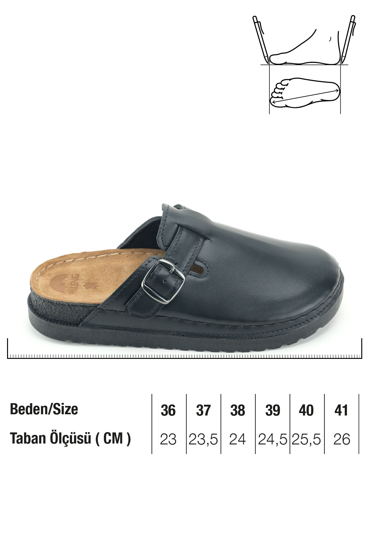 Kadın Kışlık İç Dış Hakiki Deri Rahat Taban Tek Kemer Ayarlanabilir Ev Bahçe Terlik - Görsel 3