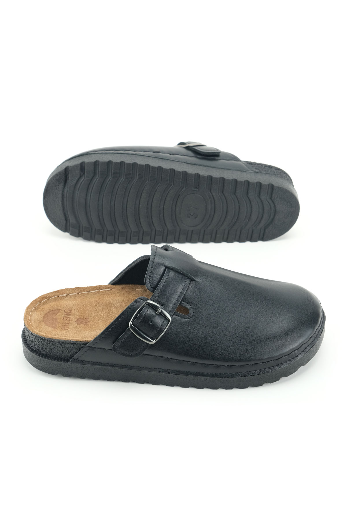 Kadın Kışlık İç Dış Hakiki Deri Rahat Taban Tek Kemer Ayarlanabilir Ev Bahçe Terlik - Görsel 6