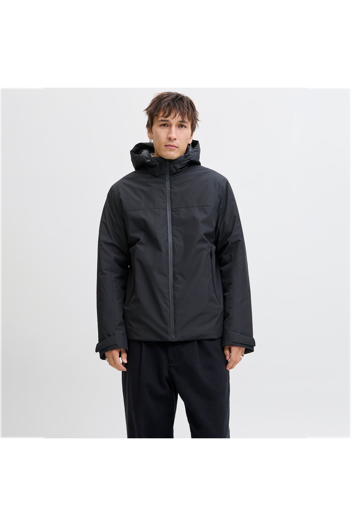 Jack&Jones Brandon Transitional Erkek Siyah Kapüşonlu Mont