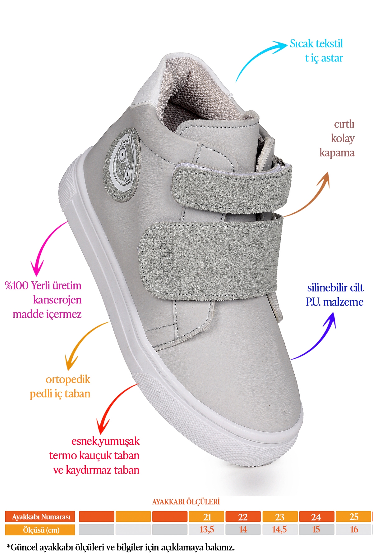 Coyote Cırtlı Kız Çocuk Günlük Bot Ayakkabı Gri - Görsel 3