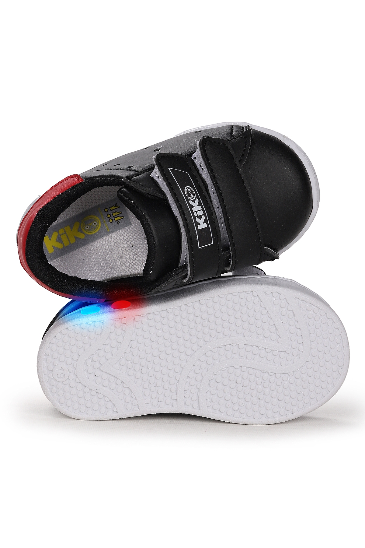 Royzo Cırtlı Işıklı Kız Çocuk Spor Ayakkabı Siyah - Kırmızı - Görsel 6