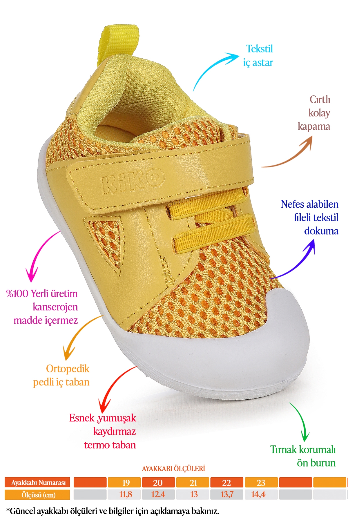 Puppies Cırtlı Kız Bebek İlk Adım Ortopedik Günlük Ayakkabı Sarı - Görsel 3