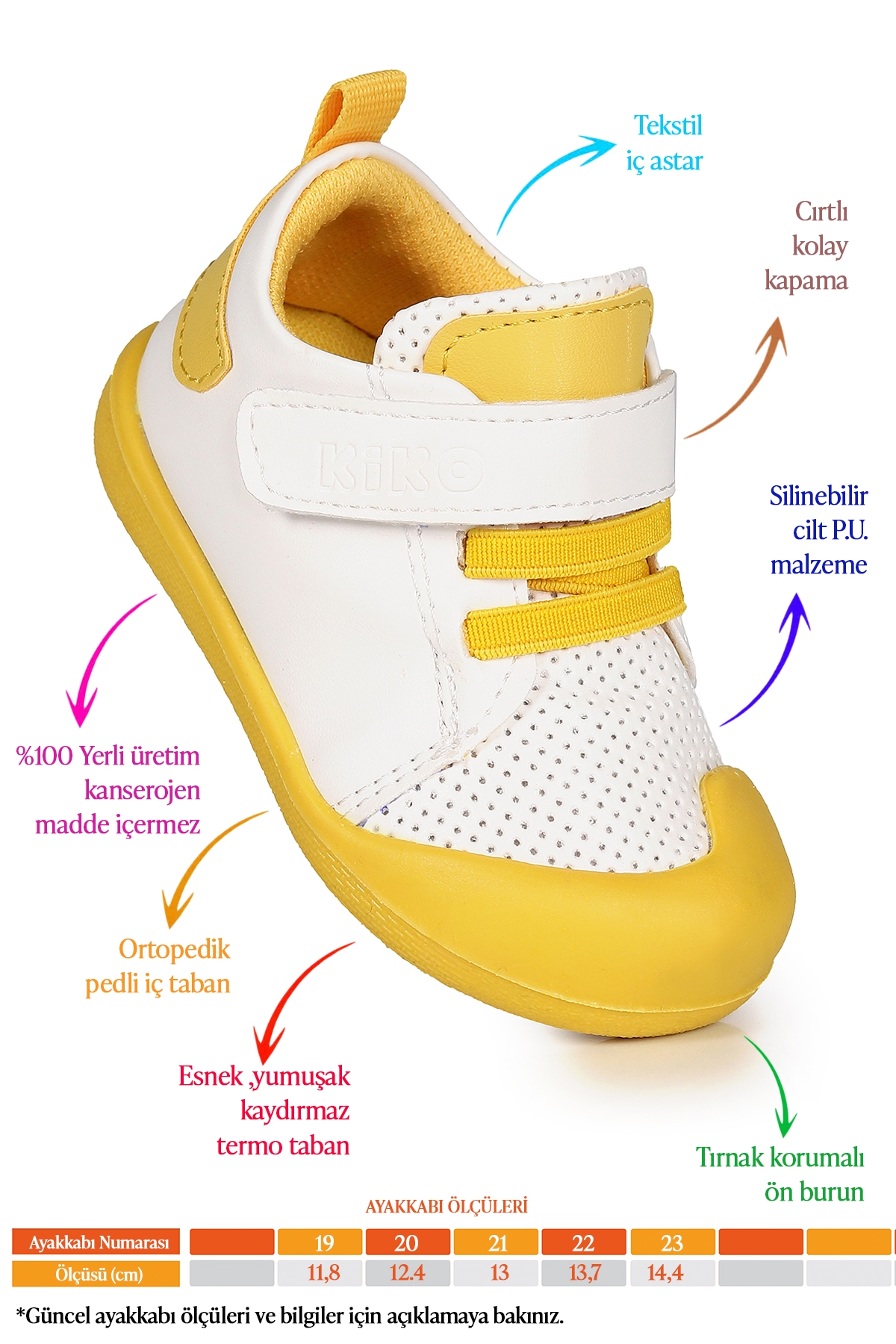 Roce Cırtlı Kız Bebek İlk Adım Ortopedik Günlük Ayakkabı Sarı - Görsel 3
