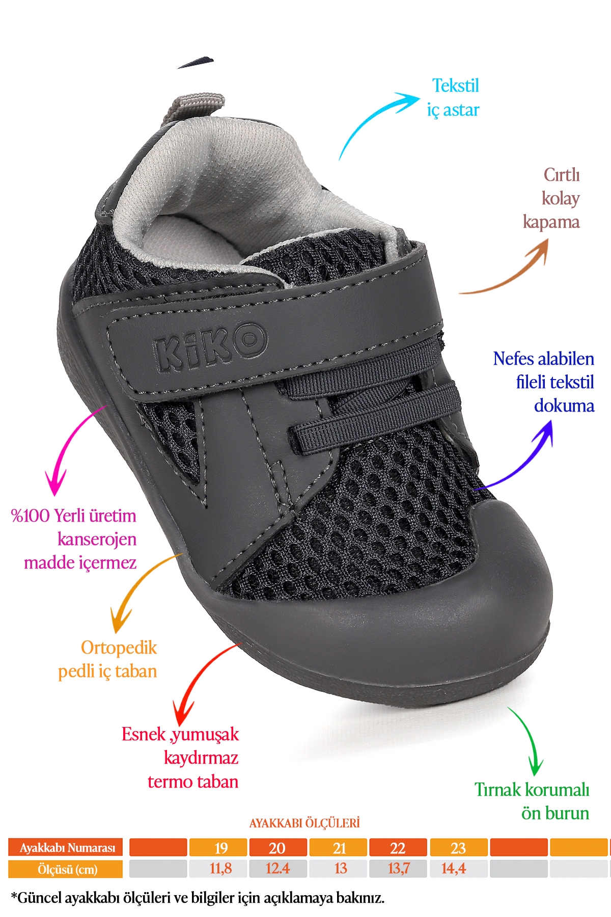 Puppies Cırtlı Kız Bebek İlk Adım Ortopedik Günlük Ayakkabı Füme - Görsel 3